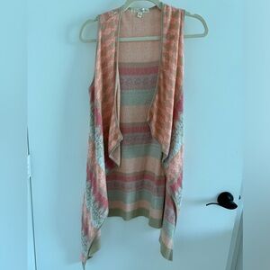 Women's Multicolor Sleeveless Long Sweater Vest